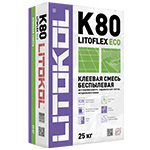 LITOKOL LITOFLEX K80 ECO Литокол Литофлекс К80 ЭКО Клей беспылевой, усиленный фиброволокном, для плитки, керамогранита и камня (класс С2 Е)