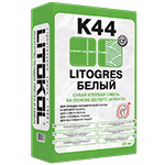 LITOKOL LITOGRES K44 Литокол Литогрес К44 Клей для стеклянной мозаики, плитки, керамогранита и камня БЕЛЫЙ (класс С1Т)